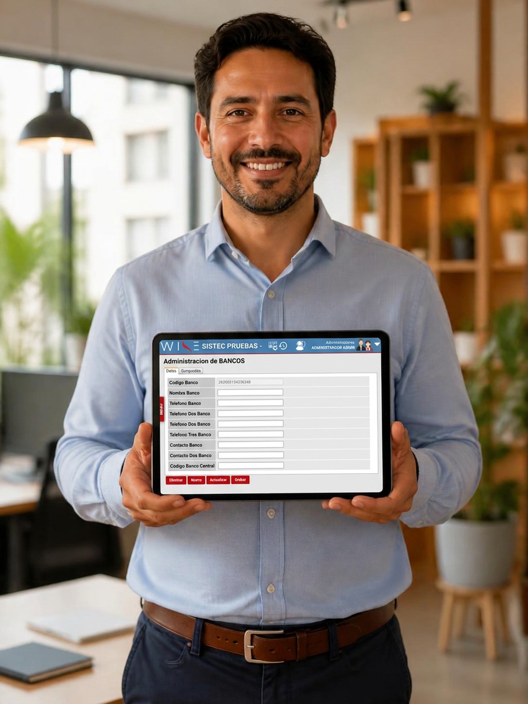 bancos-tablet-administracion Administración de bancos y cuentas del módulo de Bancos WISE en una tablet
